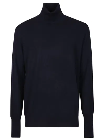 Ballantyne Plain Turtle Neck Sweater In Blue