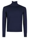 Ballantyne Plain Turtle Neck Sweater In Blue