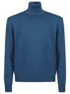 Ballantyne Plain Turtle Neck Sweater In Blue