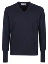 Ballantyne Plain V-neck Sweater In Blue