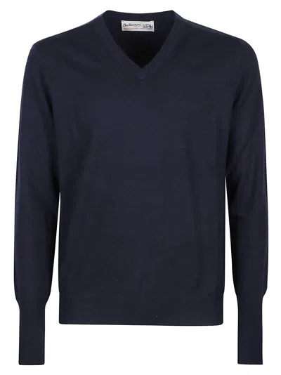 Ballantyne Plain V-neck Sweater In Blue