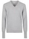 Ballantyne Plain V-neck Sweater In Gray