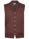 Ballantyne Plain V-neck Vest In Fondant