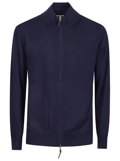 Ballantyne Plain Zipped Caridgan In Navy