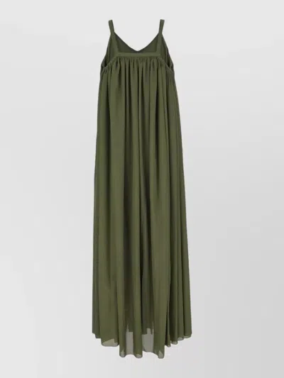 Ballantyne Pleated Polyester Dress Spaghetti Straps Neckline In Green
