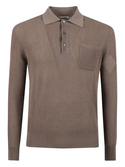 Ballantyne Pocket Rib Polo Shirt In Brown