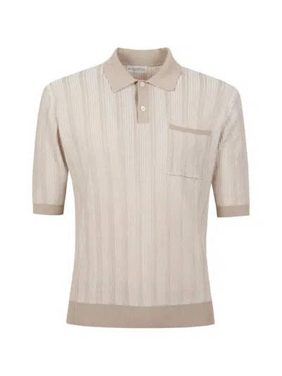 Ballantyne Pocket Ribbed Polo Shirt In Neutral