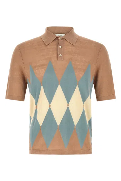 Ballantyne Argyle-pattern Short-sleeve Polo Shirt In Brown
