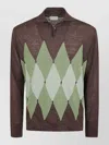 Ballantyne Polo Neck Pullover With Diamond Pattern Detailing In Brown