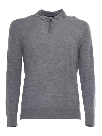 Ballantyne Polo Neck Pullover In Gray