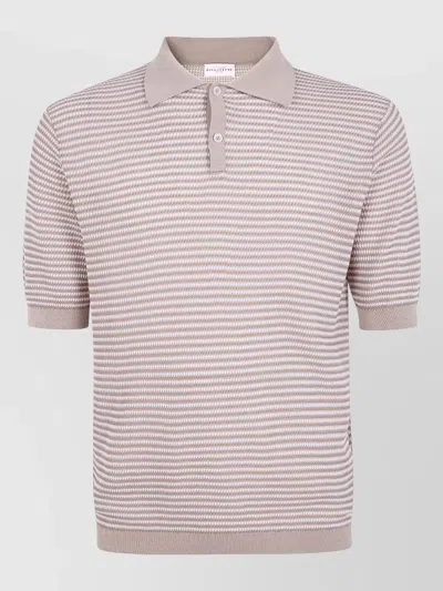 Ballantyne Polo Shirt Short Sleeves Ribbed Collar Hem In Multi