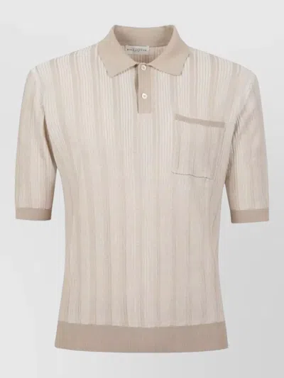 Ballantyne Polo Shirt Vertical Pattern Chest Pocket In Neutral