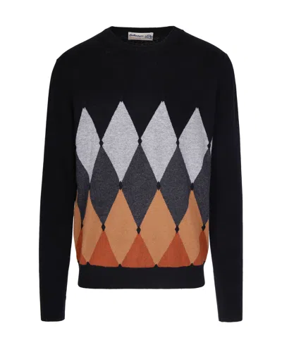 Ballantyne Pullover Con Fantasia A Rombi Nera In Black