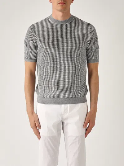 Ballantyne Pullover M/c Punto Waffle Sweater In Blu-bianco