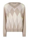 Ballantyne V Neck Pullover In Neutral