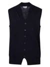 Ballantyne Slim Fit Black Waistcoat With V-neck And Button Closure In Black