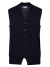 Ballantyne Slim Fit Black Waistcoat With V-neck And Button Closure In Black