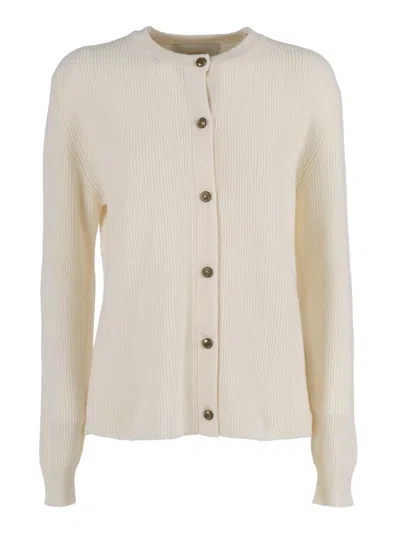 Ballantyne R Neck Cardigan In Neutral