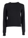 Ballantyne Fitted Wool Pullover With Classic Round Neckline In Black