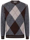 Ballantyne Argyle-pattern Wool Sweater In Black