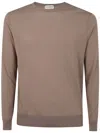 Ballantyne Round Neck Pullover In Dark Sand