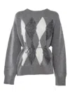 Ballantyne R Neck Pullover In Grey
