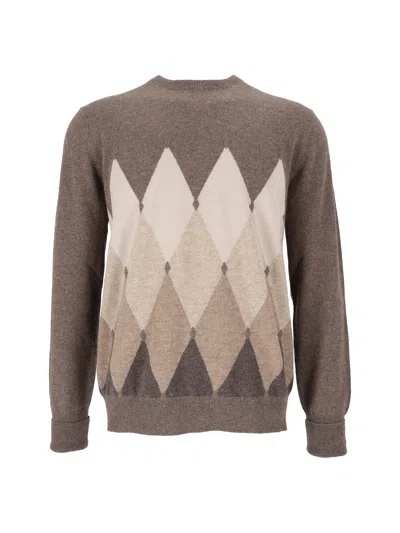 Ballantyne R Neck Pullover In Brown