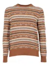 Ballantyne R Neck Pullover In Brown