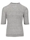 Ballantyne Short-sleeved Rice Stitch Sweater Knitwear Blue In Blue