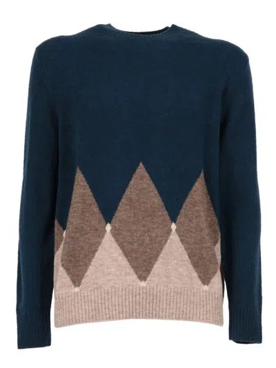 Ballantyne R Neck Sweater In Blue