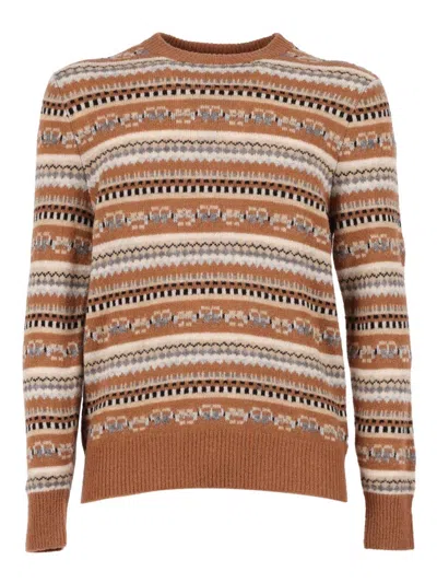 Ballantyne R Neck Sweater In Brown