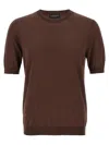 Ballantyne Brown Crew Neck T-shirt With Ribbed Detailing