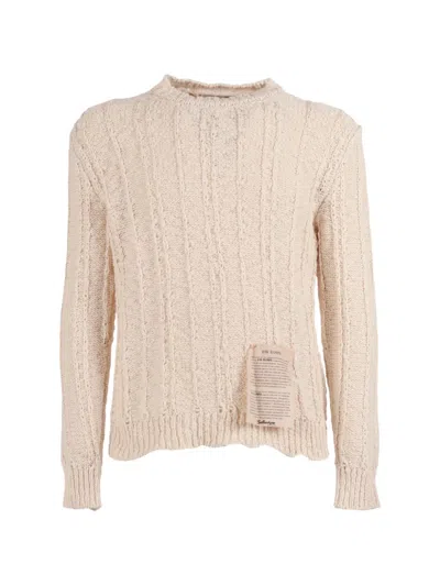 Ballantyne Raw Diamond Cable-knit Sweater In Neutral
