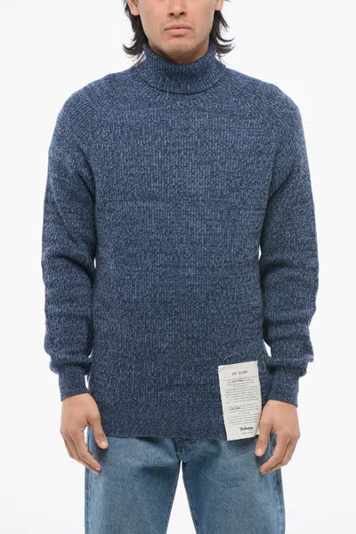 Ballantyne Raw Diamond Cashmere Turtleneck Sweater In Blue