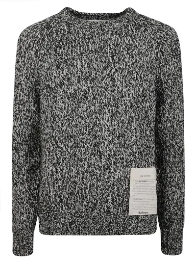 Ballantyne Raw Diamond Marled Black White Knit Sweater In Gray