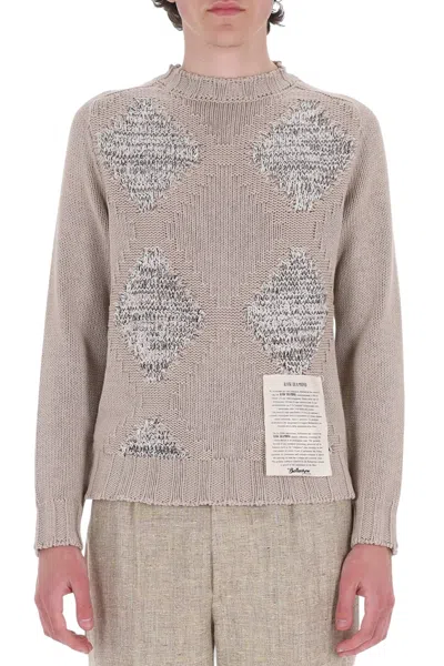 Ballantyne Raw Diamond Pure Cashmere Crewneck Sweater In Brown