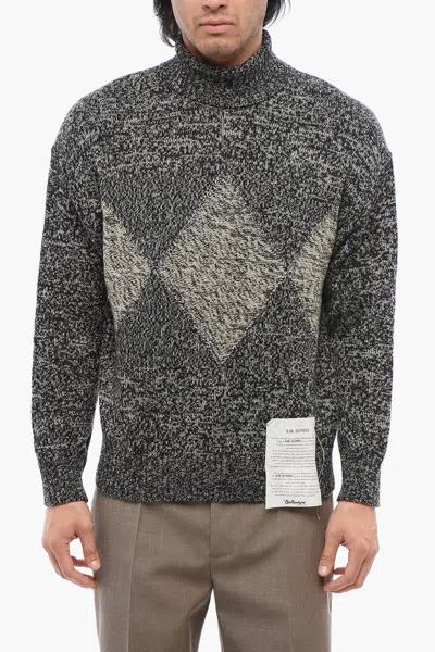 Ballantyne Raw Diamond Turtleneck Cashmere Sweater In Multi