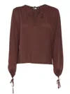 Ballantyne Relaxed-fit Blouse With Adjustable Gathered Cuffs In Brown