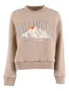 Ballantyne Ribbed Crew Neck Sweater In Smooth Polyester Finish In Brown