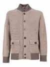Ballantyne Ribbed Knit Wool Bomber Jacket In Brown