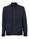 Ballantyne Ribbed Wool Bomber Jacket With Button-up Front In Blue