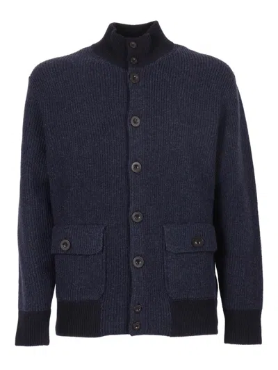BALLANTYNE RIBBED WOOL BOMBER JACKET WITH BUTTON-UP FRONT