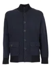 Ballantyne Ribbed Wool Bomber Jacket With Button-up Front In Blue