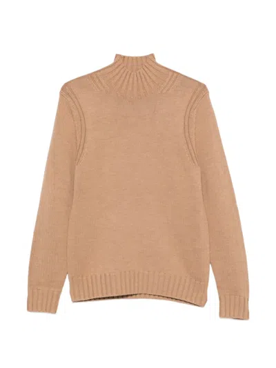 Ballantyne Ribbed-knit Mock-neck Sweater In Brown