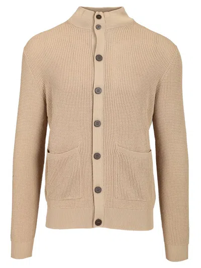 Ballantyne Rice Stitch Cotton Cardigan Knitwear Beige