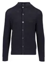 Ballantyne Rice Stitch Cotton Cardigan Knitwear Blue