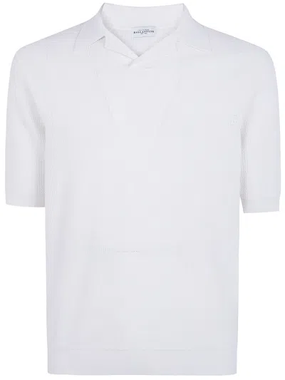 Ballantyne "riso" Stitch Polo Shirt In White