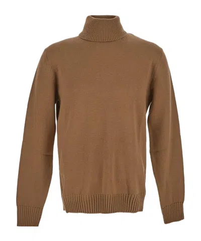 Ballantyne Roll-neck Wool Jumper In Brown