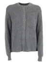 Ballantyne Round Neck Wool Cardigan In Gray