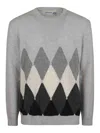 Ballantyne Luxurious Cashmere Sweater With Sophisticated Diamond Pattern And Classic Fit In Grey